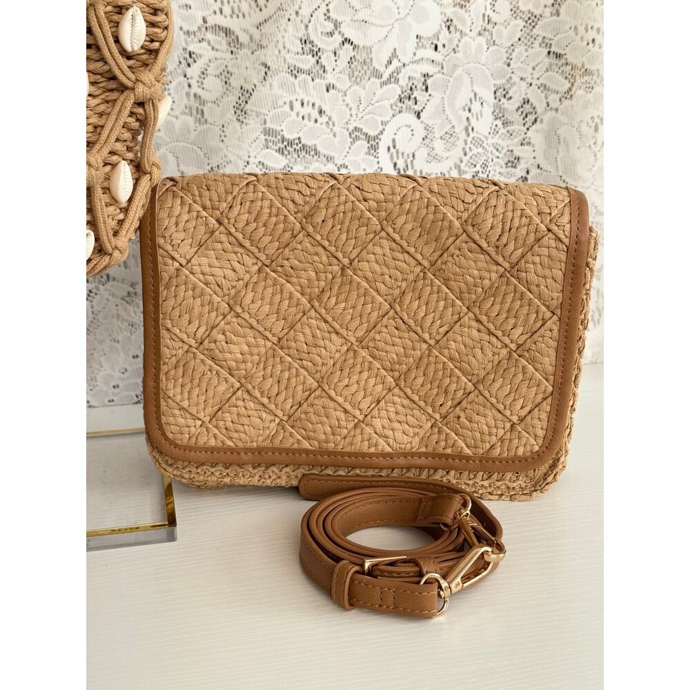 Lot of 3 Boho Straw Crossbody Bags Woven Raffia Shell Beach Summer NWOT - Picture 6 of 14